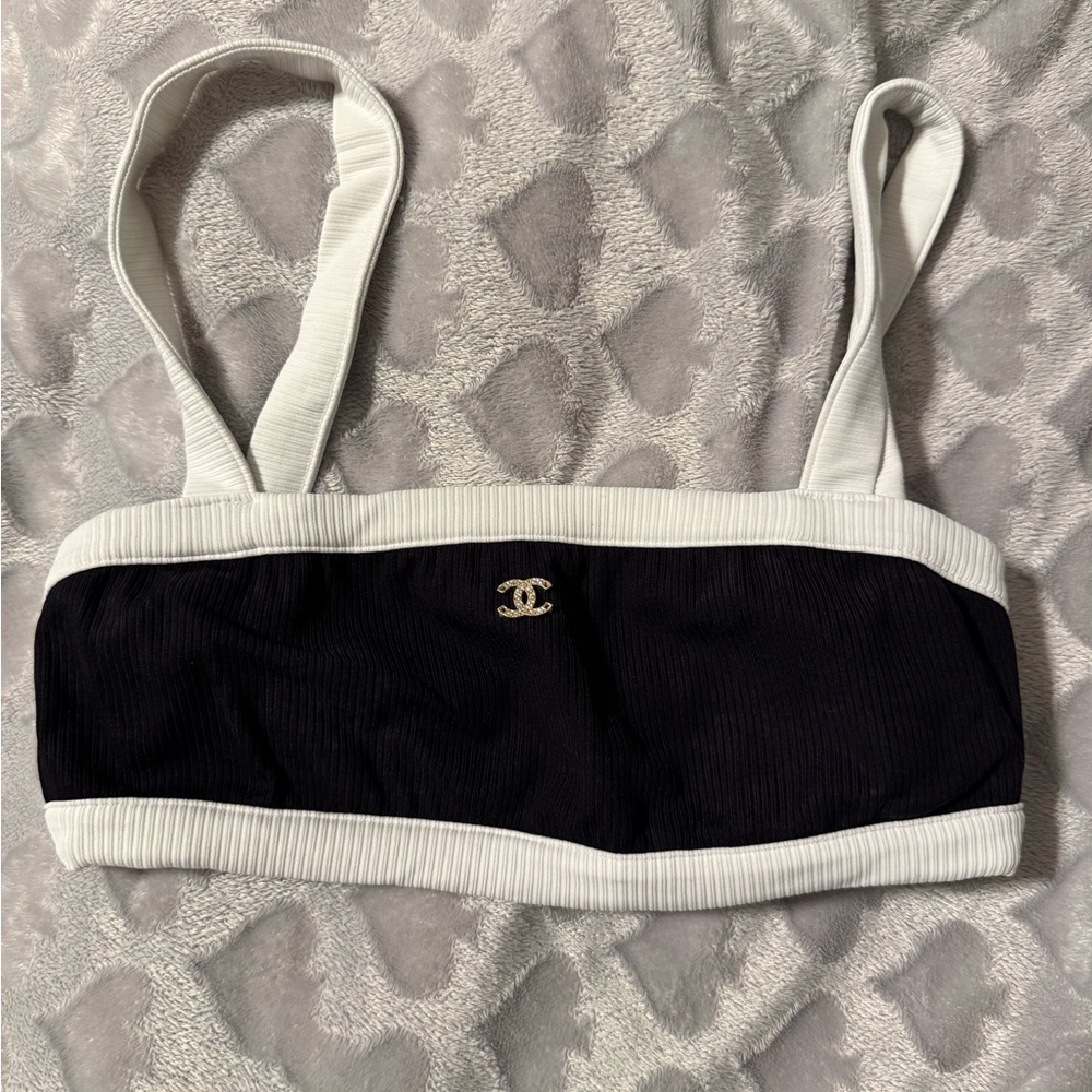 Chanel Black and White bikini Crop Top